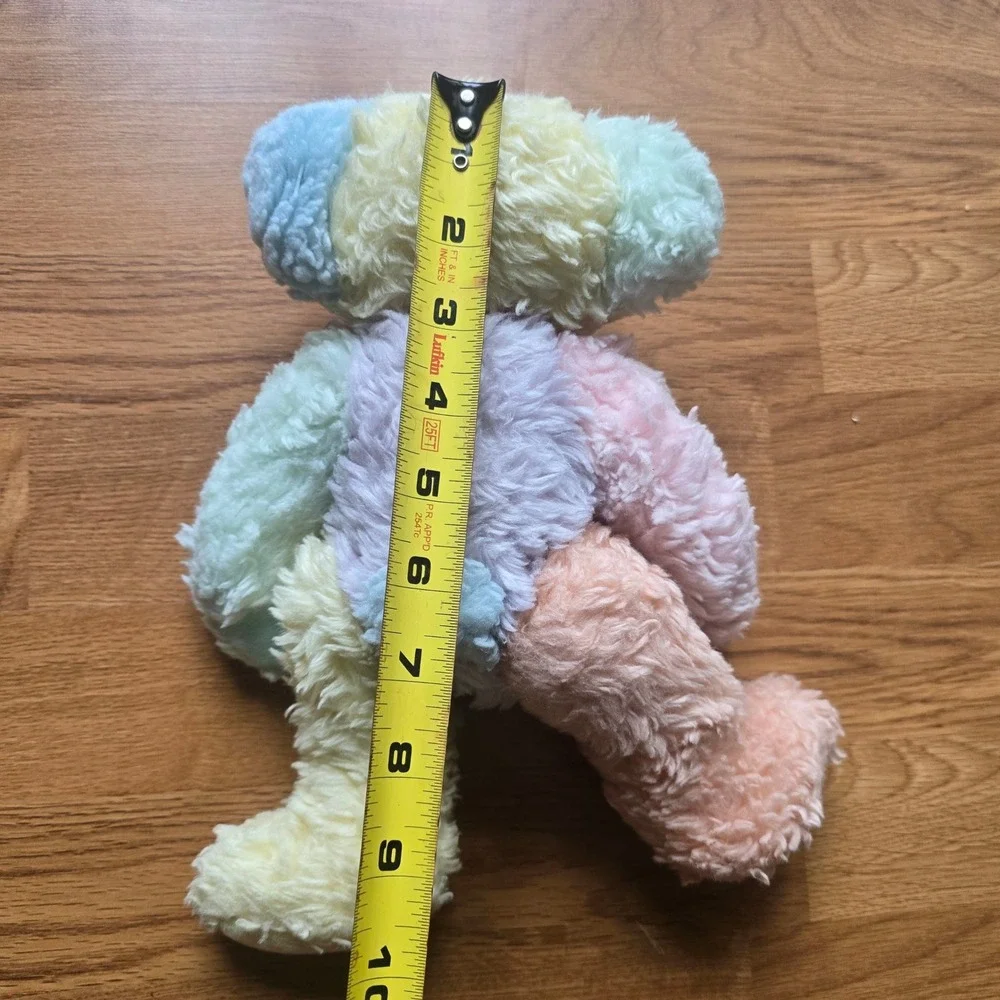 Pastel‎ Rainbow Patchwork Teddy Bear Plush Shaggy Multi Color Stuffed Animal 10